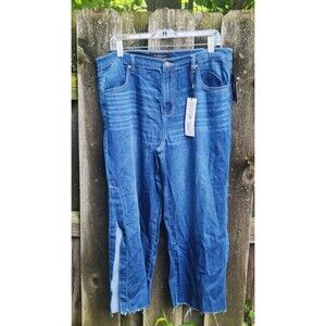 Liverpool Jeans 12/31 Wide Leg With High Slit Cropped Raw Edge Pants